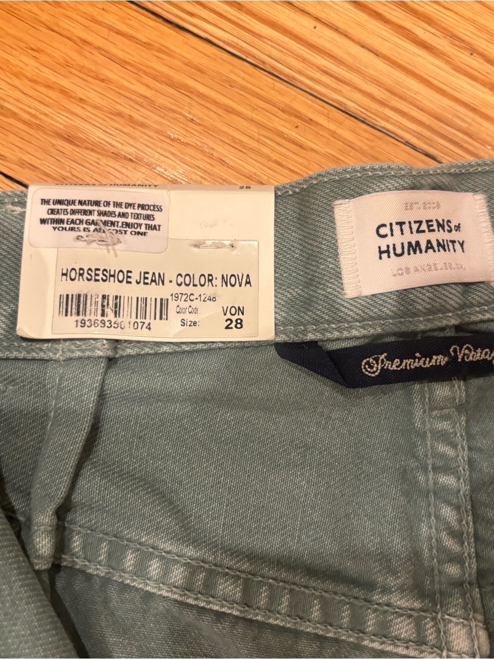 citizens of humanity horseshoe jean - nova / Sage Green; sz 28 ⭐️NWT⭐️ - Picture 10 of 10